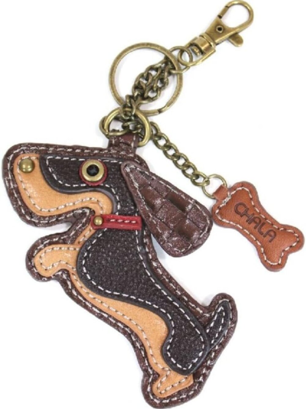 Playful Puppy Dog Keychain Purse Charm - Cute Leather Bag Fob Accessory New
